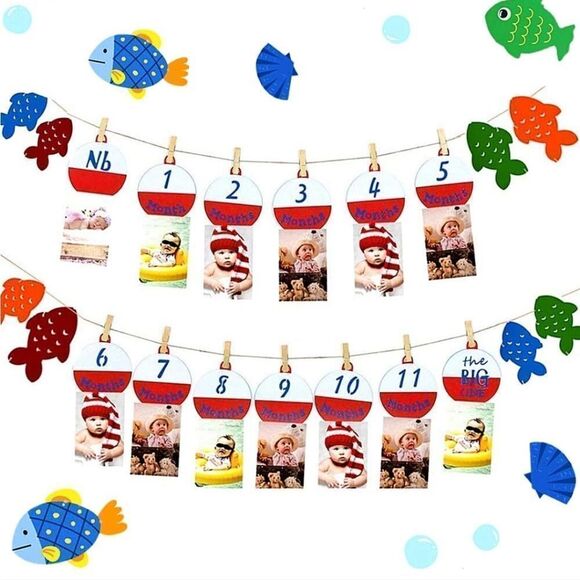 NWT 12 Month Fishing Photo Banner Ofishally One Photo Banner The Big One - Picture 1 of 6